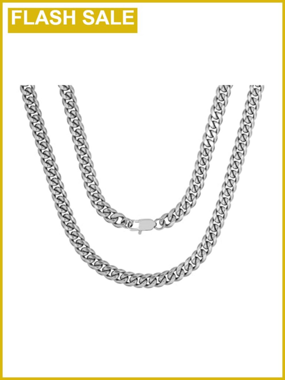 HAQUIL Stainless Steel Miami Cuban Curb Link Chain Necklace 18in 9mm